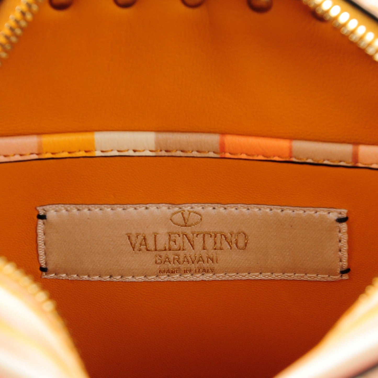 Vitello Native Couture 1975 Rockstud Camera Crossbody Bag Orange Multicolor