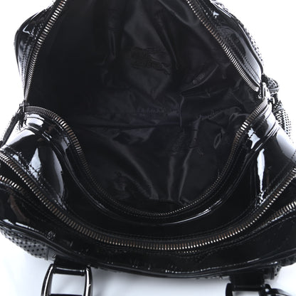 Burberry Prorsum Perforated Patent Calfskin Knight Satchel Black 5 of 15