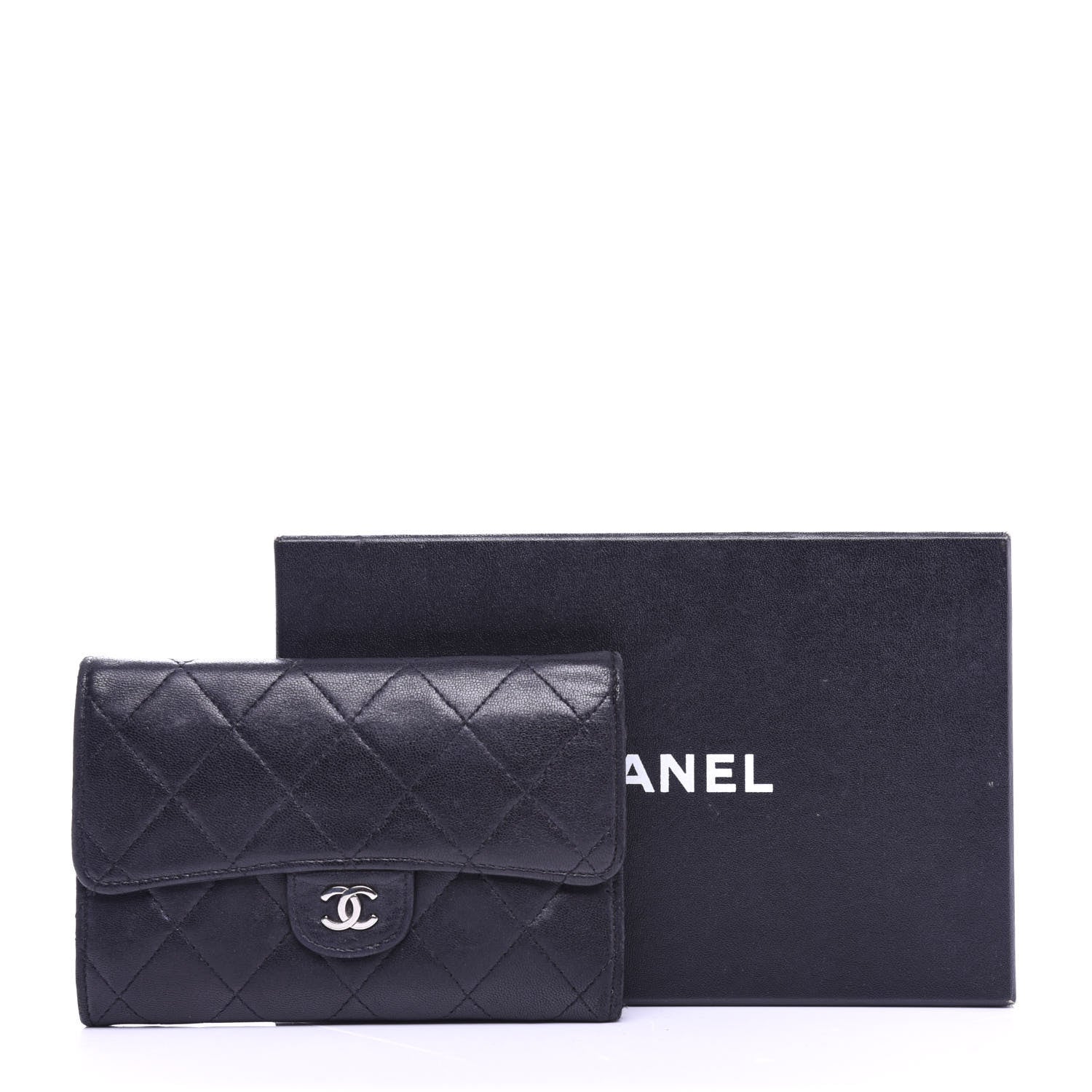 Chanel Lambskin Quilted Small Flap Wallet Black 10 of 10