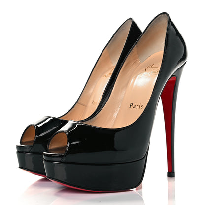 Christian Louboutin Patent Lady Peep 150 Pumps 37 Black 3 of 8