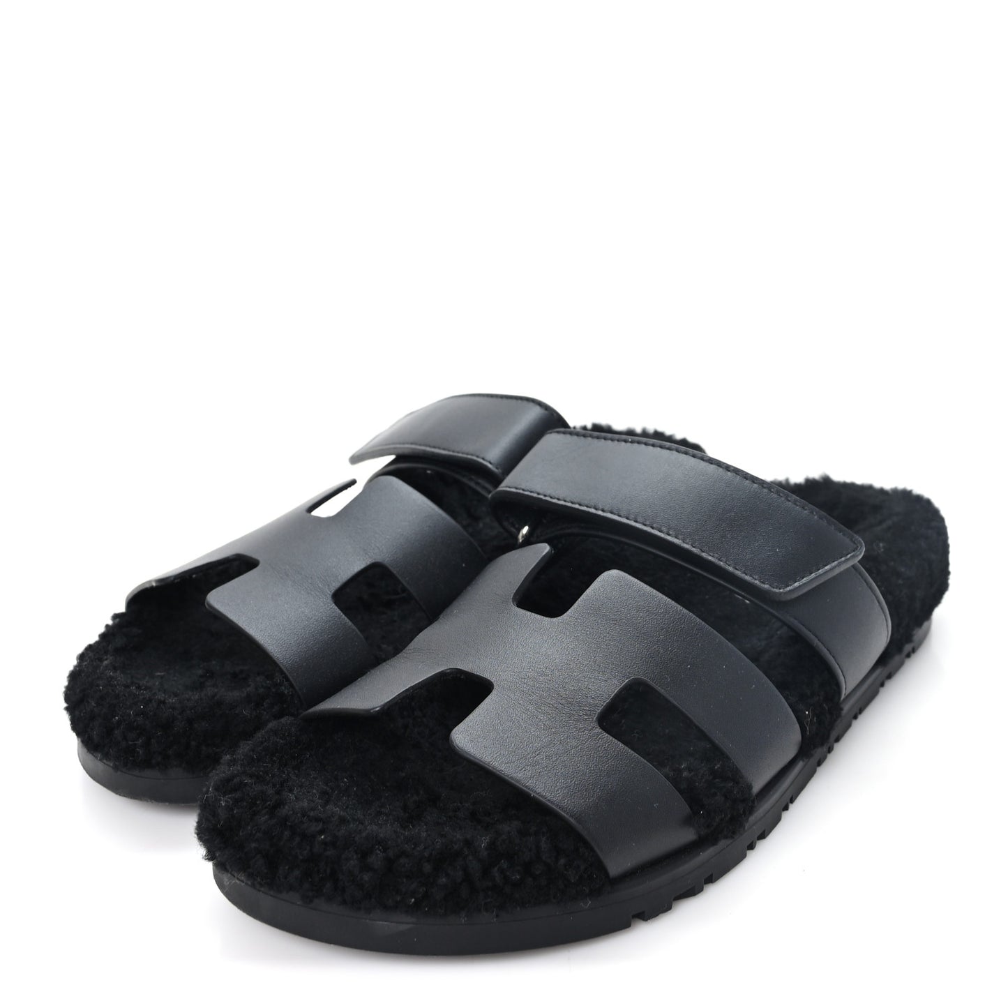 Calfskin Woolskin Womens Chypre Sandals 38 Black
