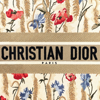 Christian Dior Canvas Embroidered Medium Hibiscus Book Tote Beige Multicolor 11 of 11