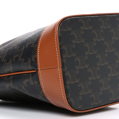 Celine Triomphe Canvas Calfskin Small Bucket Bag Tan 9 of 11