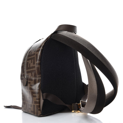 Fendi X FILA Glazed Fabric Vitello Century FF 1974 Mania Mini Backpack Mogano Panna Blueberry 3 of 9