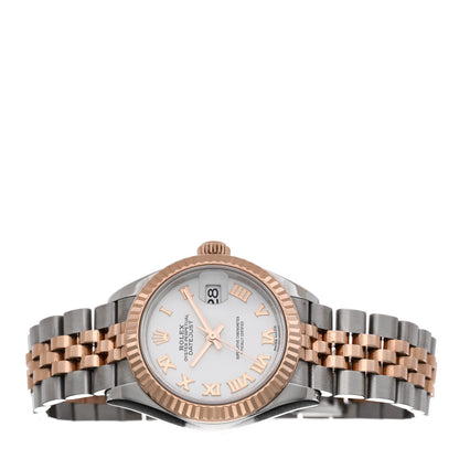 Rolex Stainless Steel 18K Everose Gold 28mm Oyster Perpetual Datejust Watch White Roman 279171 2 of 5