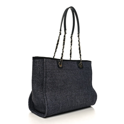 Chanel Mixed Fibers Calfskin Small Deauville Tote Blue 3 of 11