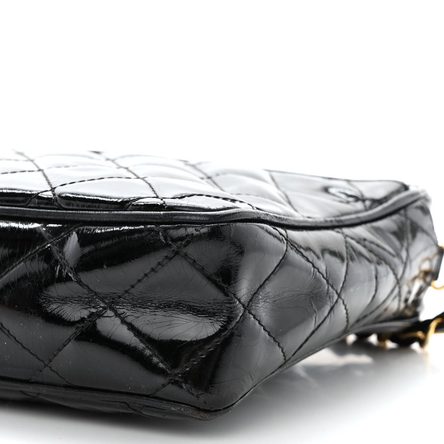 Patent Quilted Tassel Camera Case Black