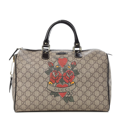 Gucci GG Plus Monogram Tattoo Heart Medium Joy Boston Dark Brown 1 of 13