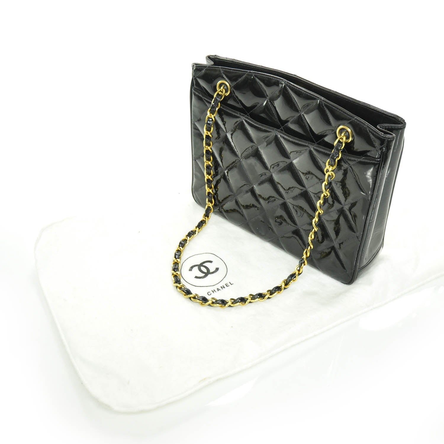 Chanel Patent Quilted Shoulder Bag Black 3 of 8