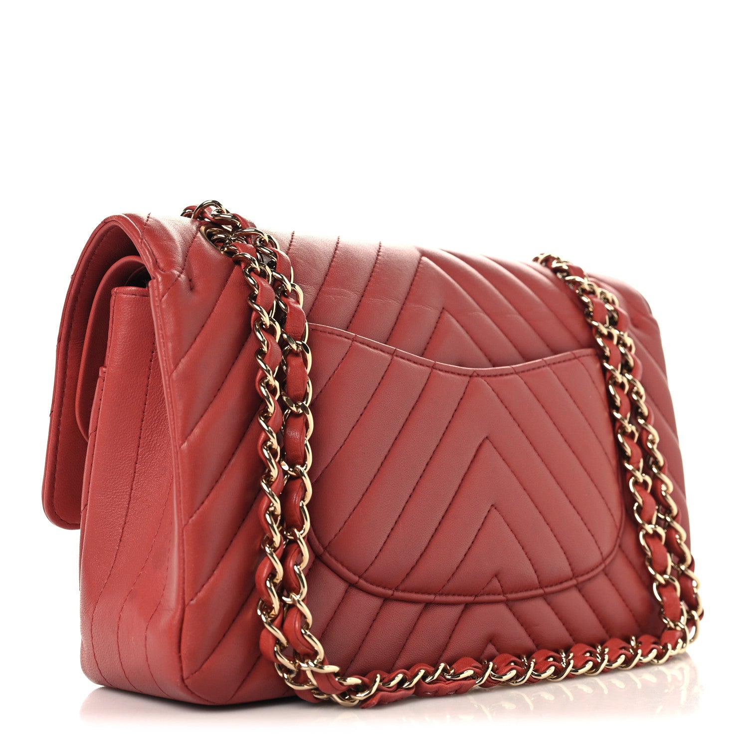 Chanel Lambskin Chevron Quilted Medium Double Flap Rosewood 3 of 11