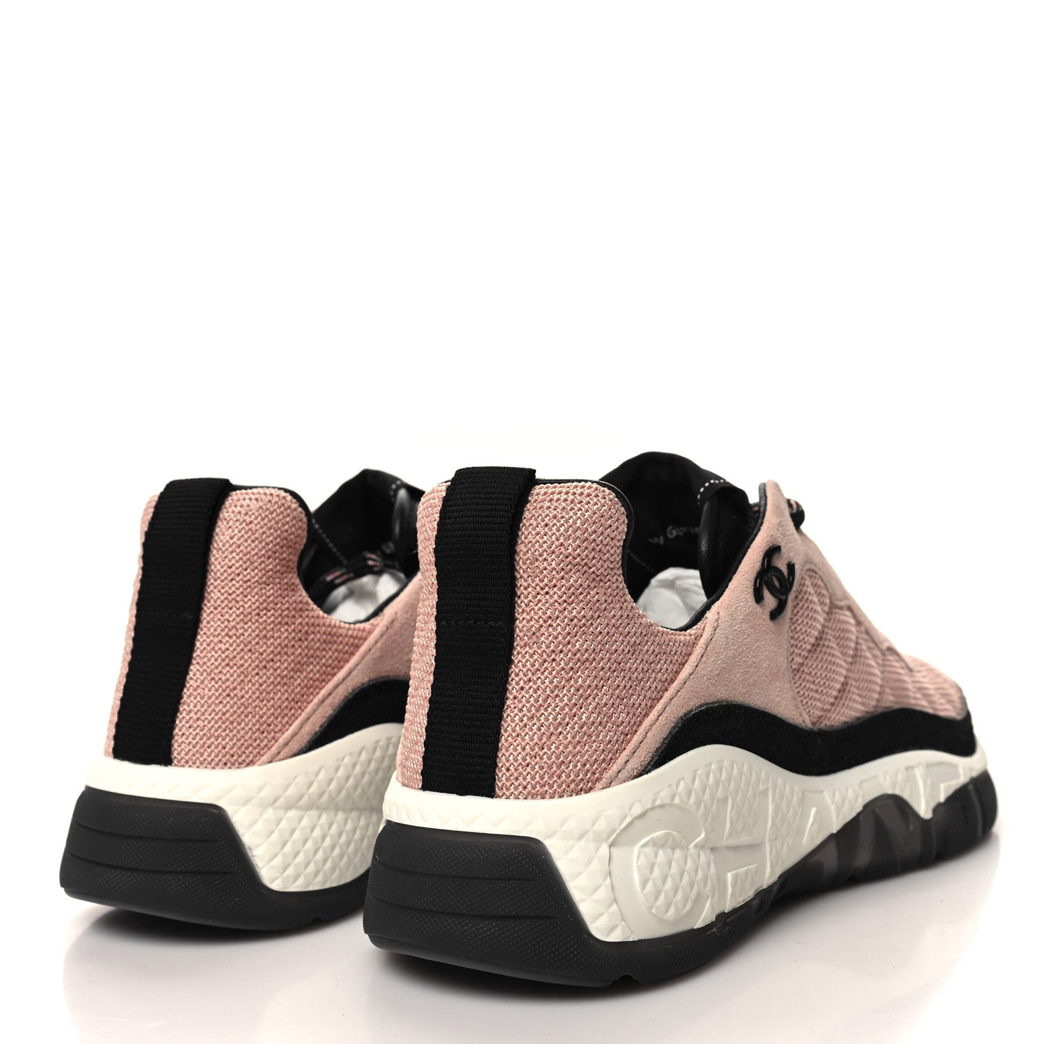 Chanel Mesh Suede Calfskin Quilted Sneakers 38 Pink Beige 4 of 8