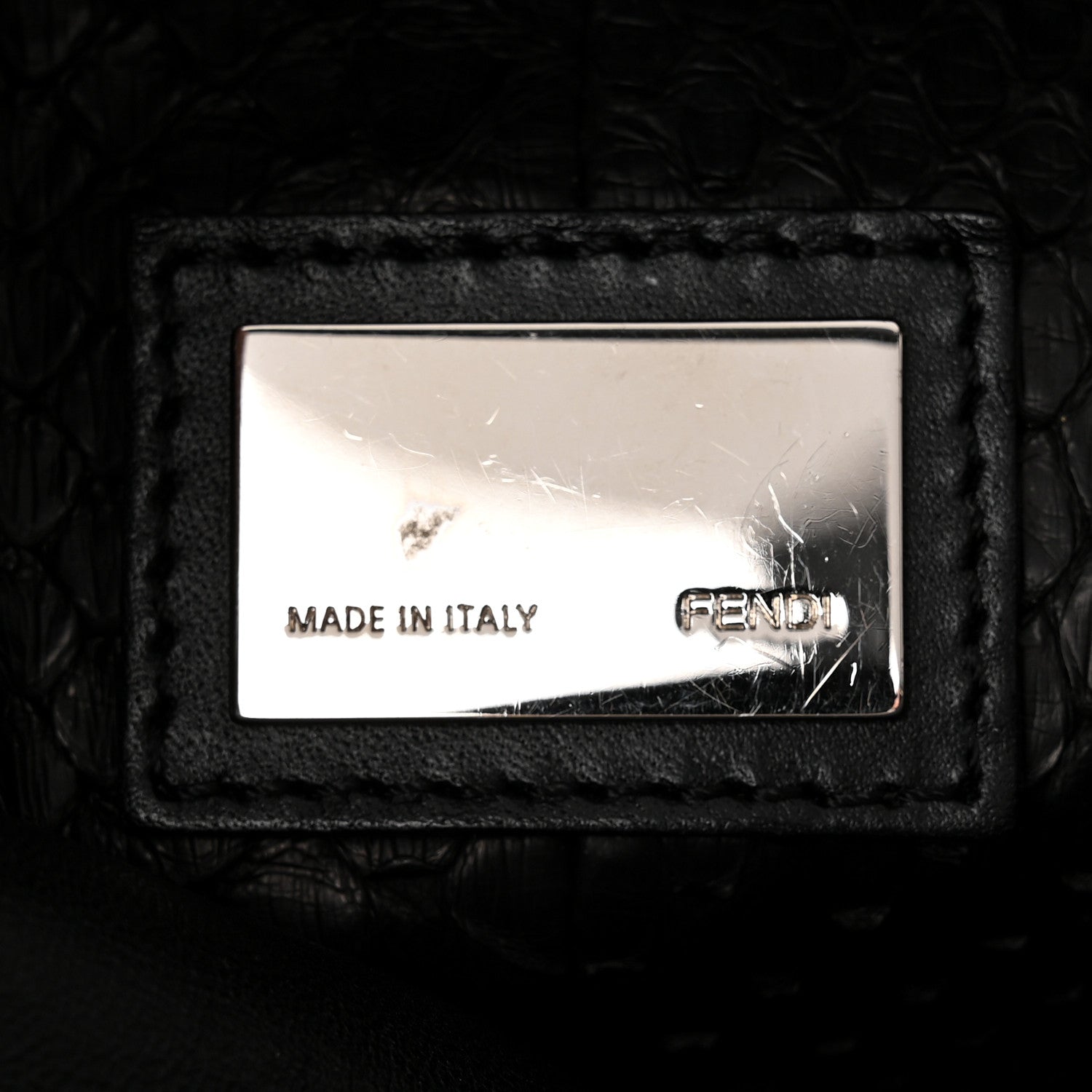 Fendi Vitello Seta Snakeskin Crocodile Monster Eyes Medium Peekaboo Iconic Satchel Black Girasole 7 of 12
