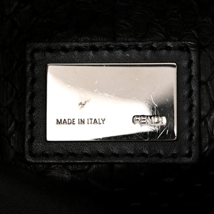 Fendi Vitello Seta Snakeskin Crocodile Monster Eyes Medium Peekaboo Iconic Satchel Black Girasole 7 of 12