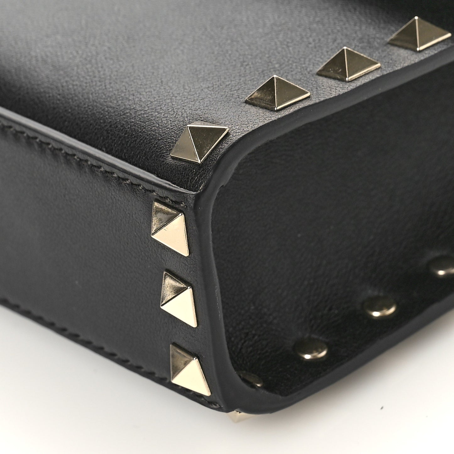 VALENTINO GARAVANI Vitello Mini Rockstud Flap Wallet on Strap Black
