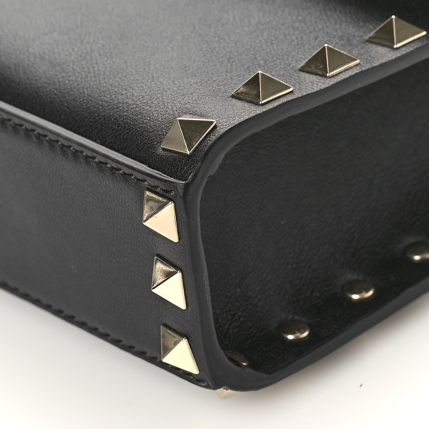 Valentino Garavani VALENTINO GARAVANI Vitello Mini Rockstud Flap Wallet on Strap Black 8 of 8