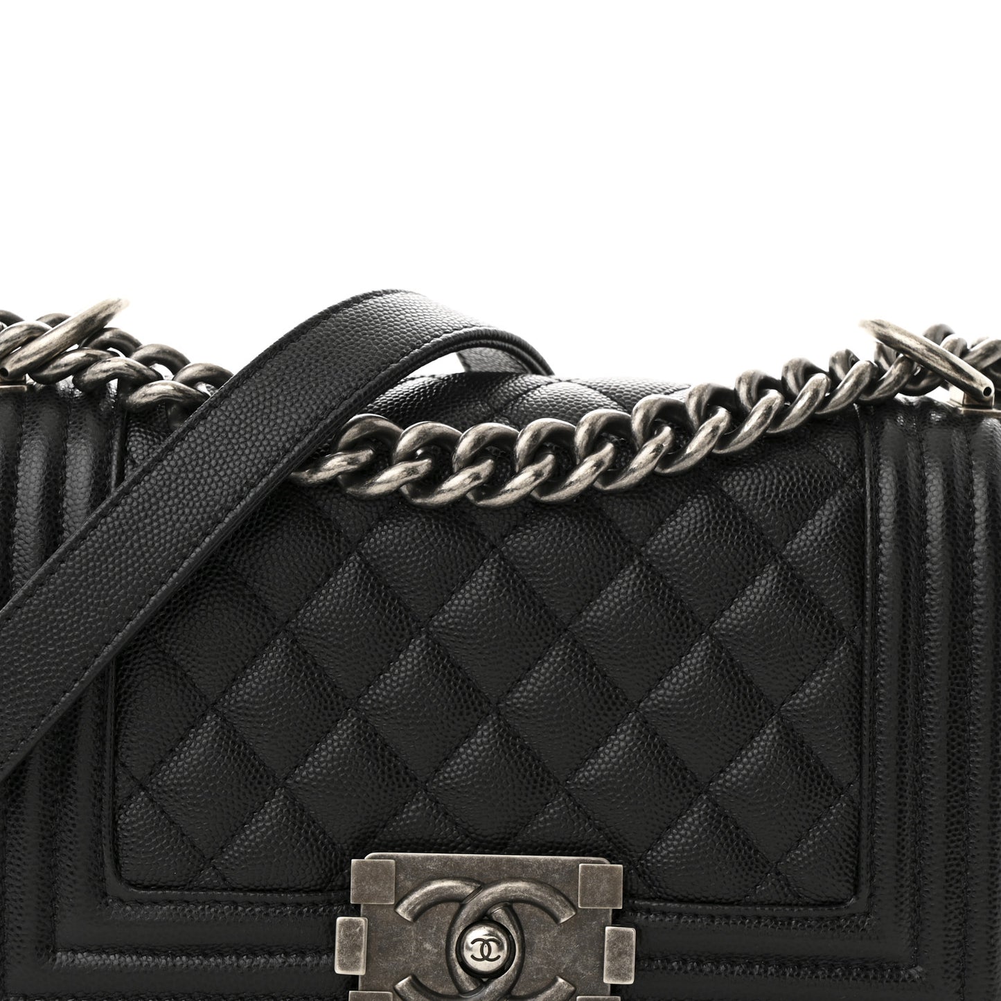Caviar Quilted Small Boy Flap Black