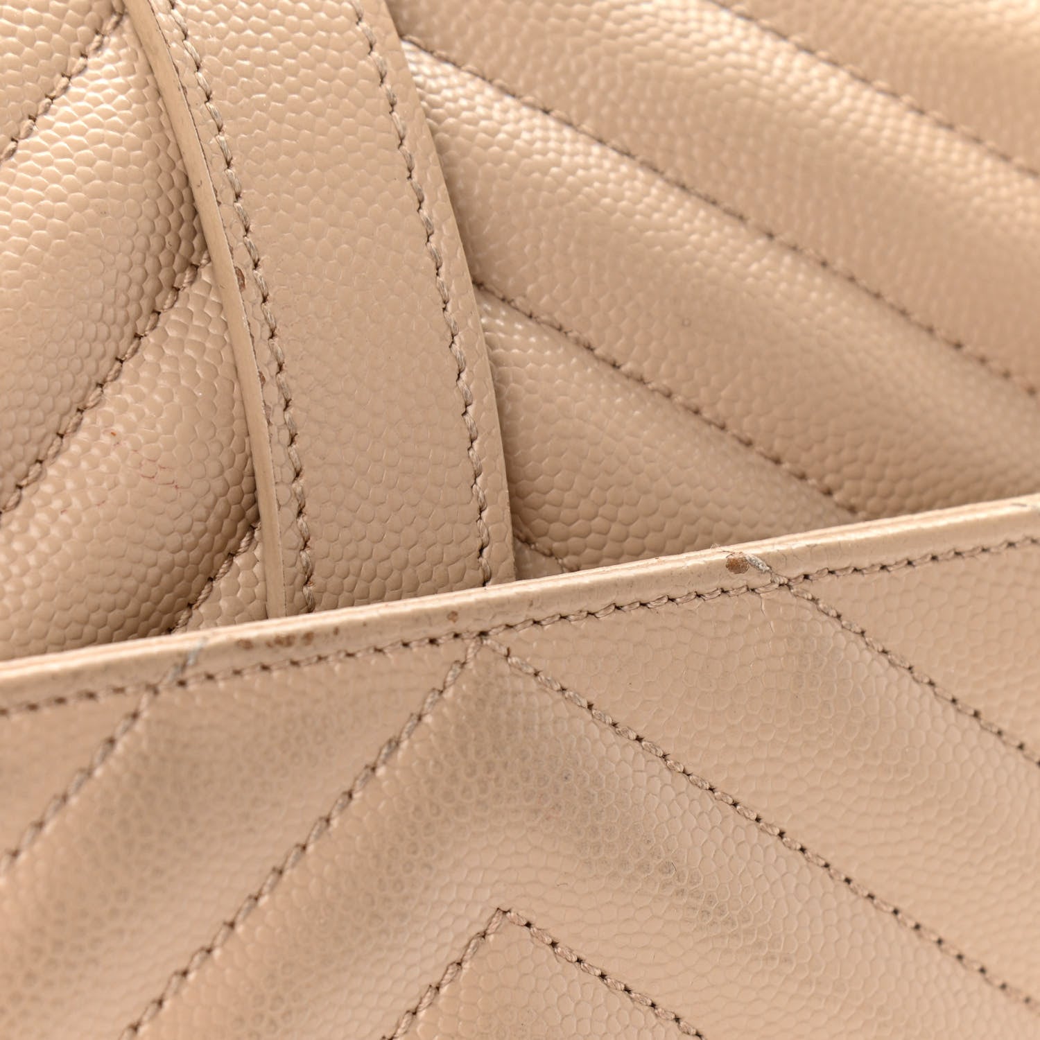 Saint Laurent Grain De Poudre Matelasse Chevron Large Monogram Satchel Dark Beige 16 of 17