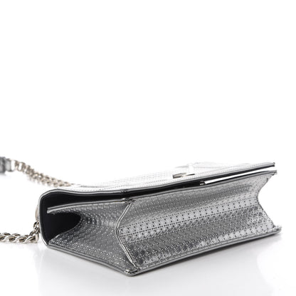 Christian Dior Metallic Patent Micro-Cannage Small Diorama Flap Bag Silver 3 of 8