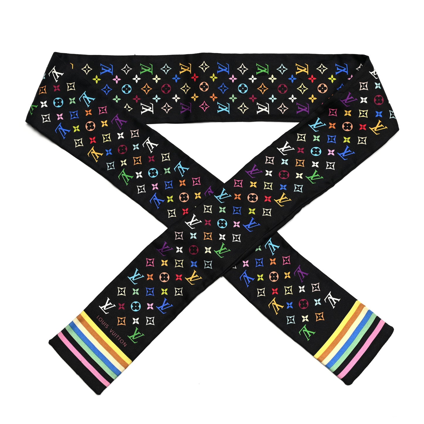Silk Monogram Multicolor Bandeau Black