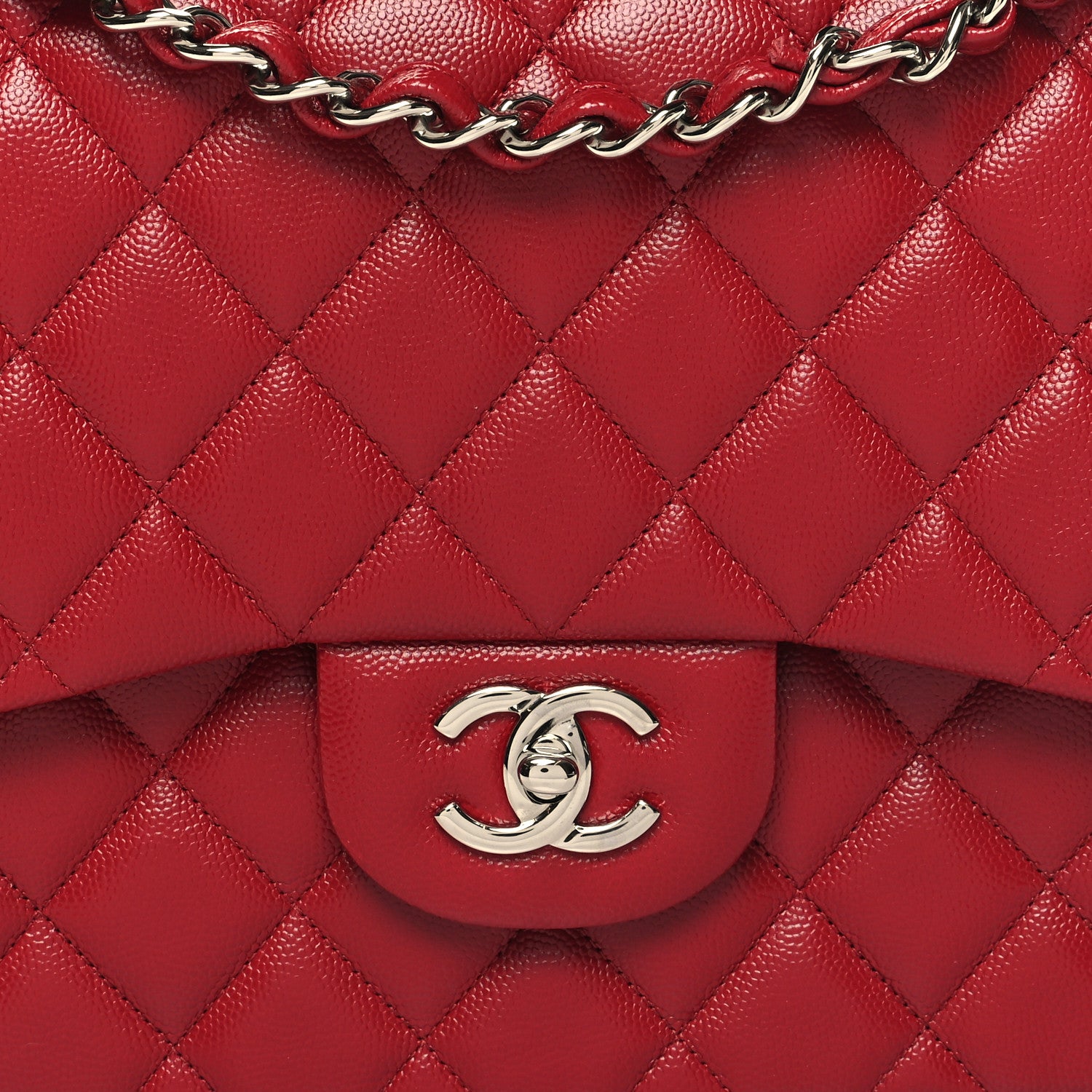 Chanel Caviar Quilted Jumbo Double Flap Red 8 of 11
