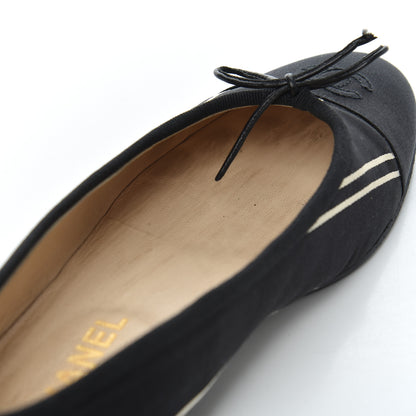 Chanel Fabric Grosgrain Cap Toe Ballerina Flats 39.5 Black 9 of 19
