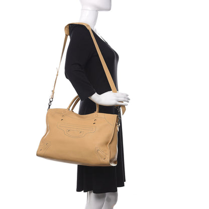 Balenciaga Calfskin Blackout Hardware Perforated City Beige Ocre 2 of 18