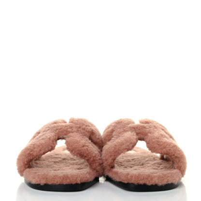 Hermes Woolskin Oran Sandals 37 Rose Aube 2 of 4