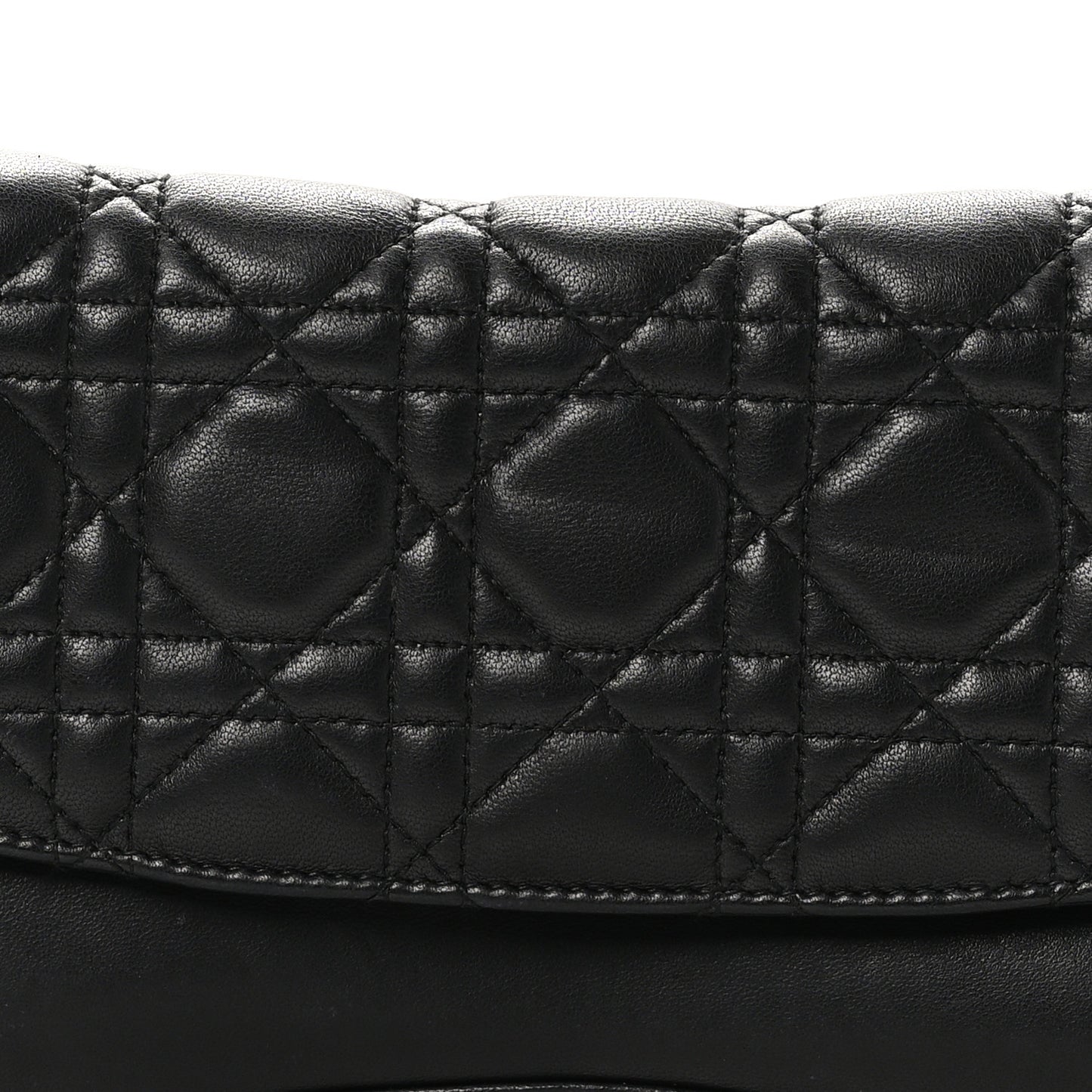 Lambskin Cannage Flap Shoulder Bag Black