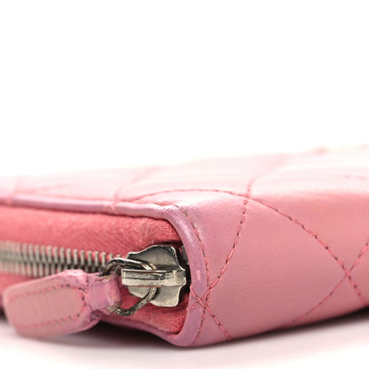Chanel Lambskin Quilted Large Gusset Zip Around Wallet Pink 11 of 13