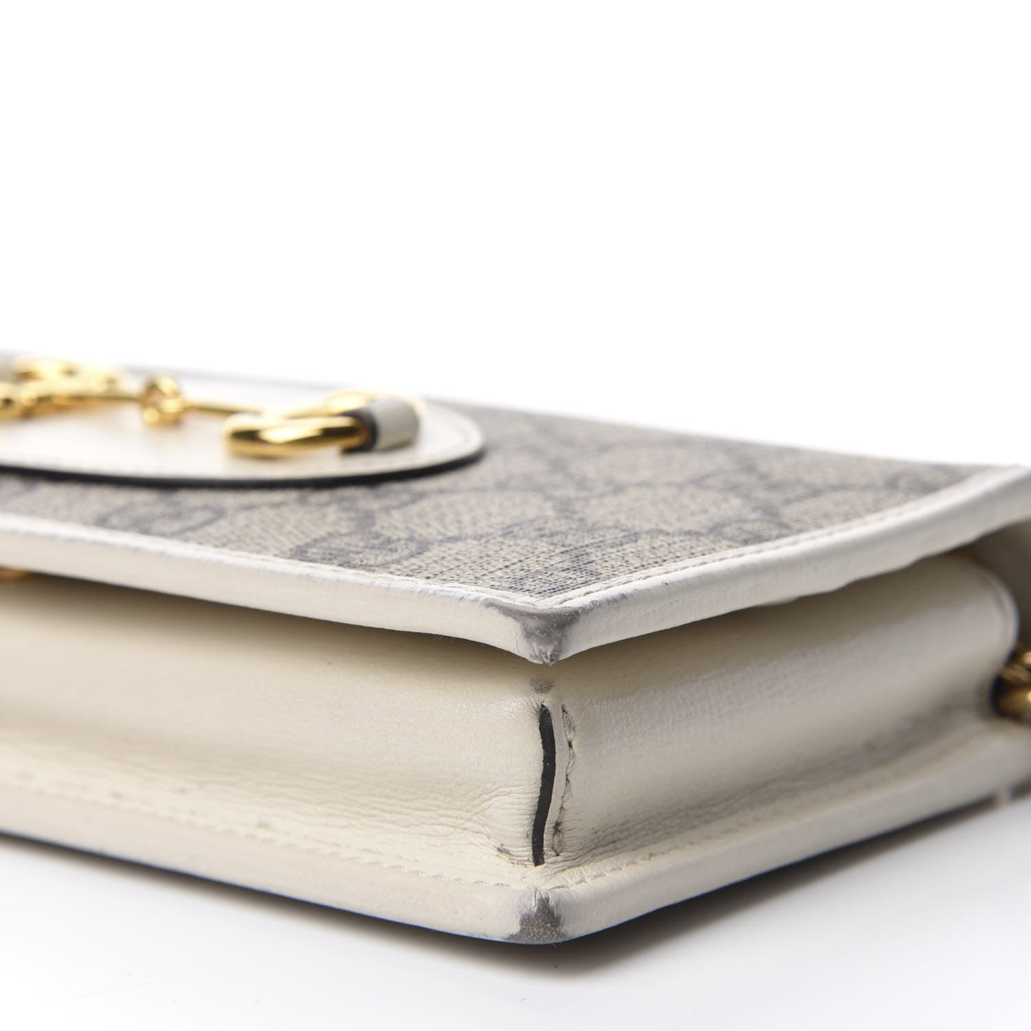 Gucci GG Supreme Monogram Azalea Calfskin Horsebit 1955 Wallet On Chain Beige Ebony Mystic White 7 of 12