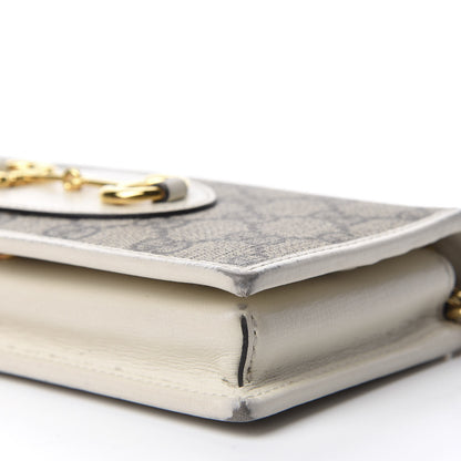 Gucci GG Supreme Monogram Azalea Calfskin Horsebit 1955 Wallet On Chain Beige Ebony Mystic White 7 of 12