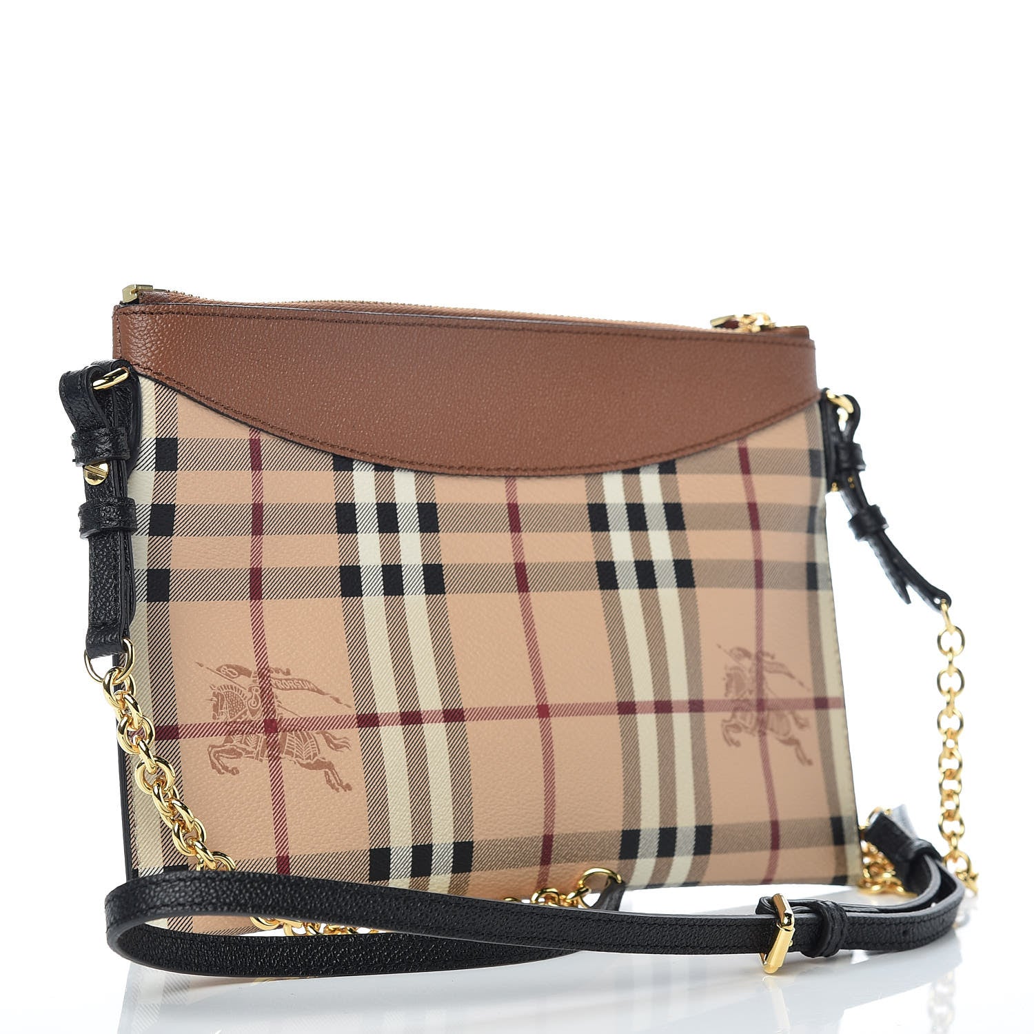 Burberry Haymarket Check Peyton Crossbody Clutch Bag Toffee 3 of 9