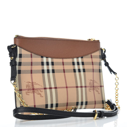 Burberry Haymarket Check Peyton Crossbody Clutch Bag Toffee 3 of 9
