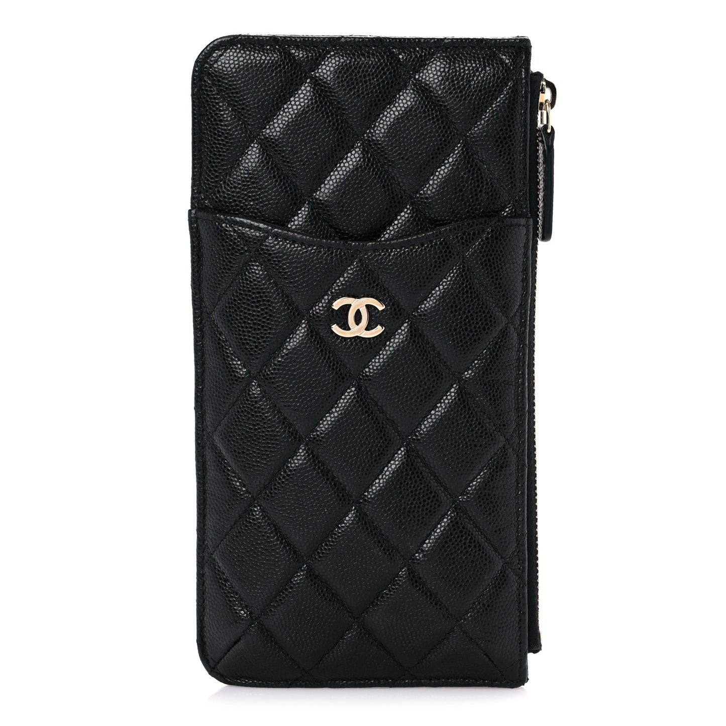 Caviar Quilted Classic Flat Wallet Pouch Black
