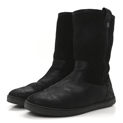Chanel Suede Quilted High Boots 40 Black 4 of 8