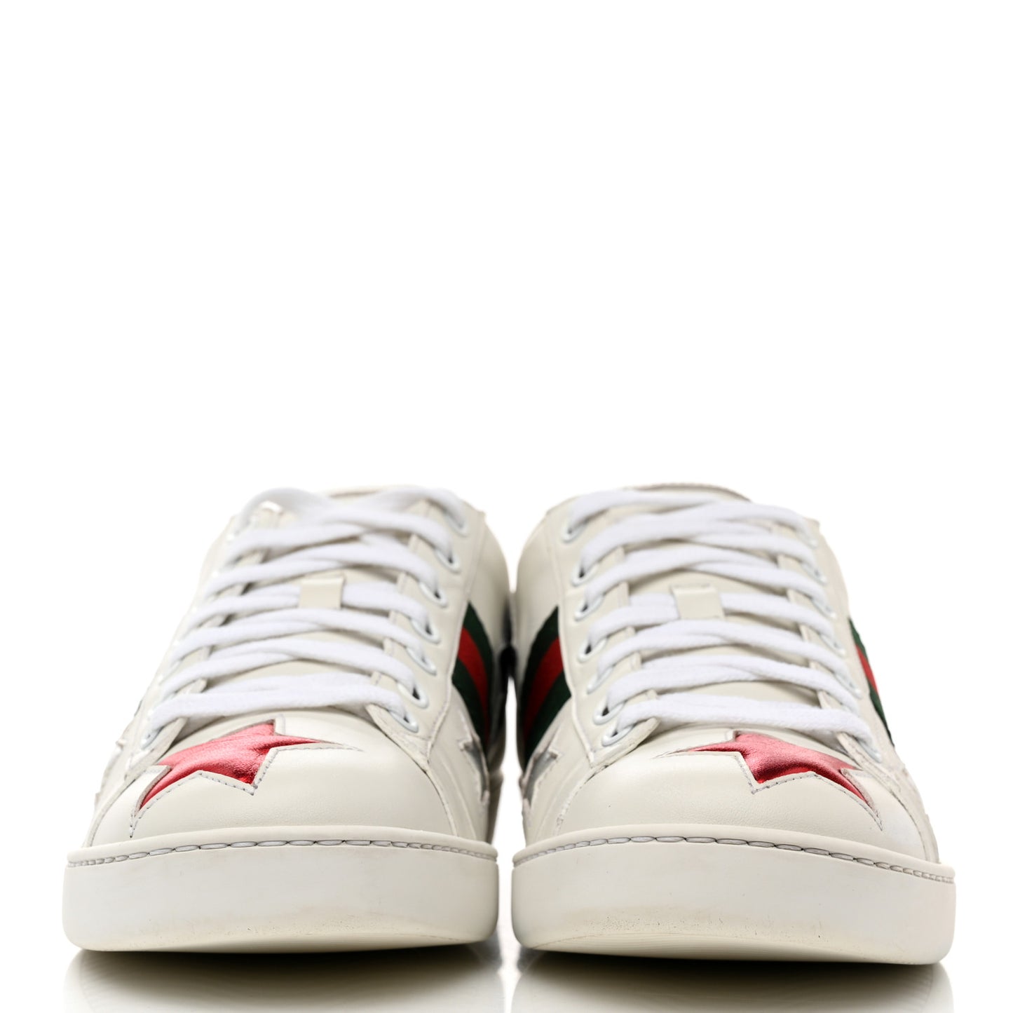 Calfskin Ayers Web Star Embroidered Womens Ace Sneakers 39 White Multi