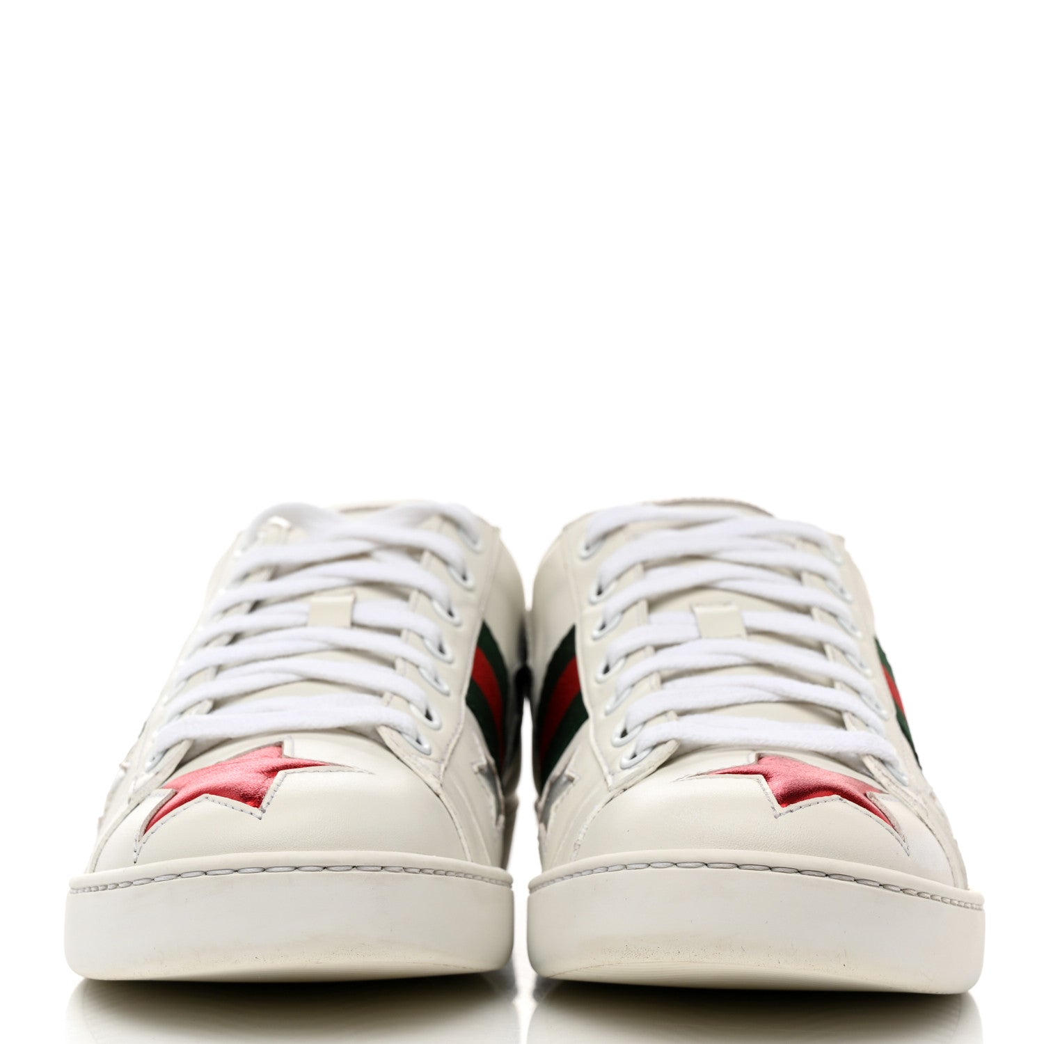 Gucci Calfskin Ayers Web Star Embroidered Womens Ace Sneakers 39 White Multi 2 of 9