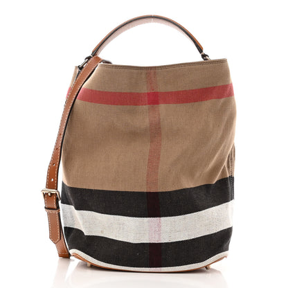 Burberry Canvas Mega Check Medium Ashby Hobo Saddle Brown 3 of 12