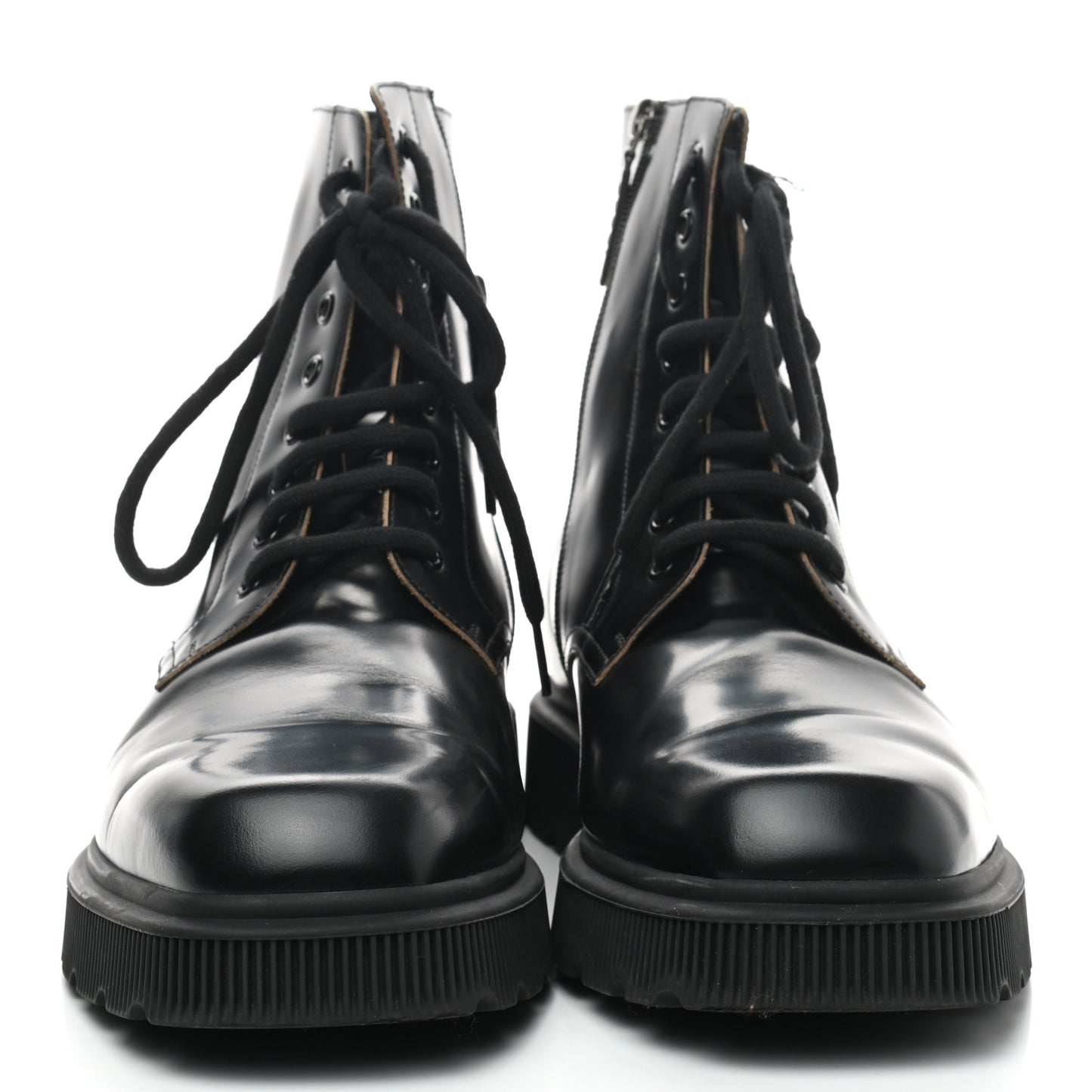 Calfskin Mens Double G Lace Up Boots 10.5 Black