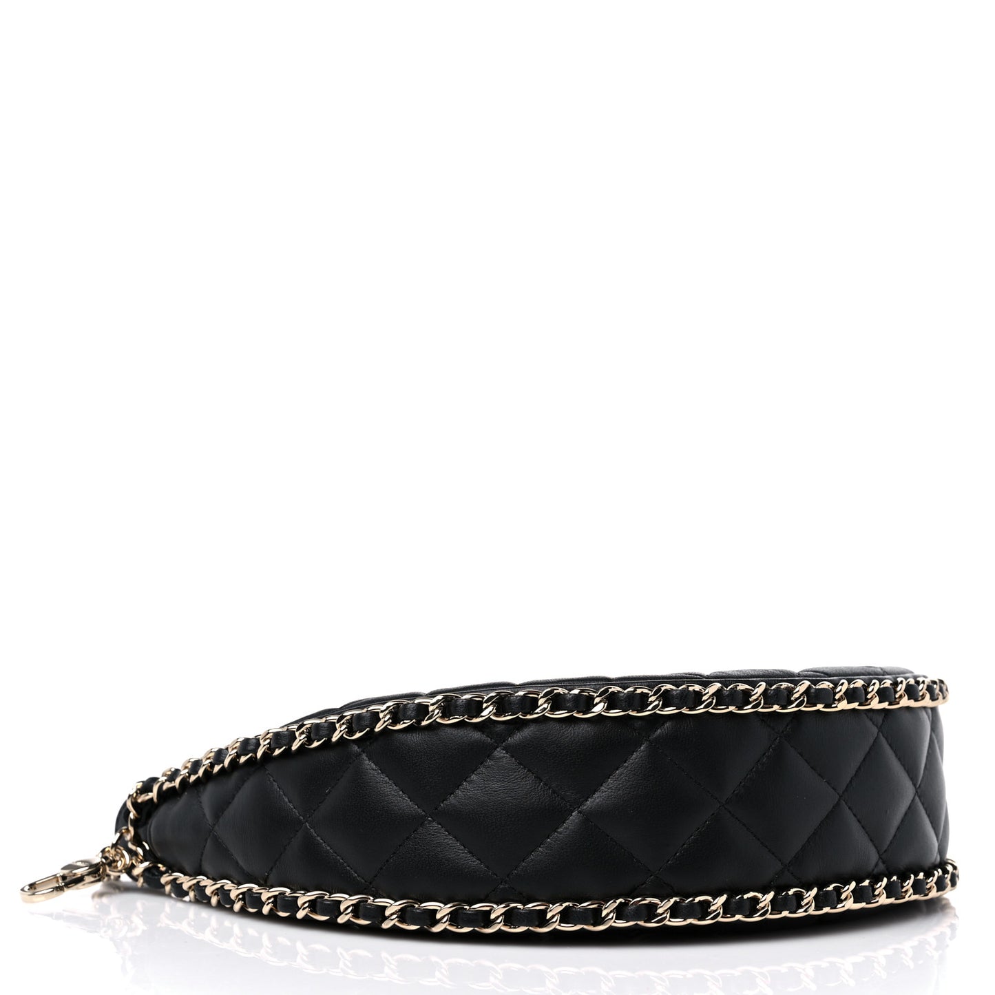 Lambskin Quilted Small Hobo Bag Black