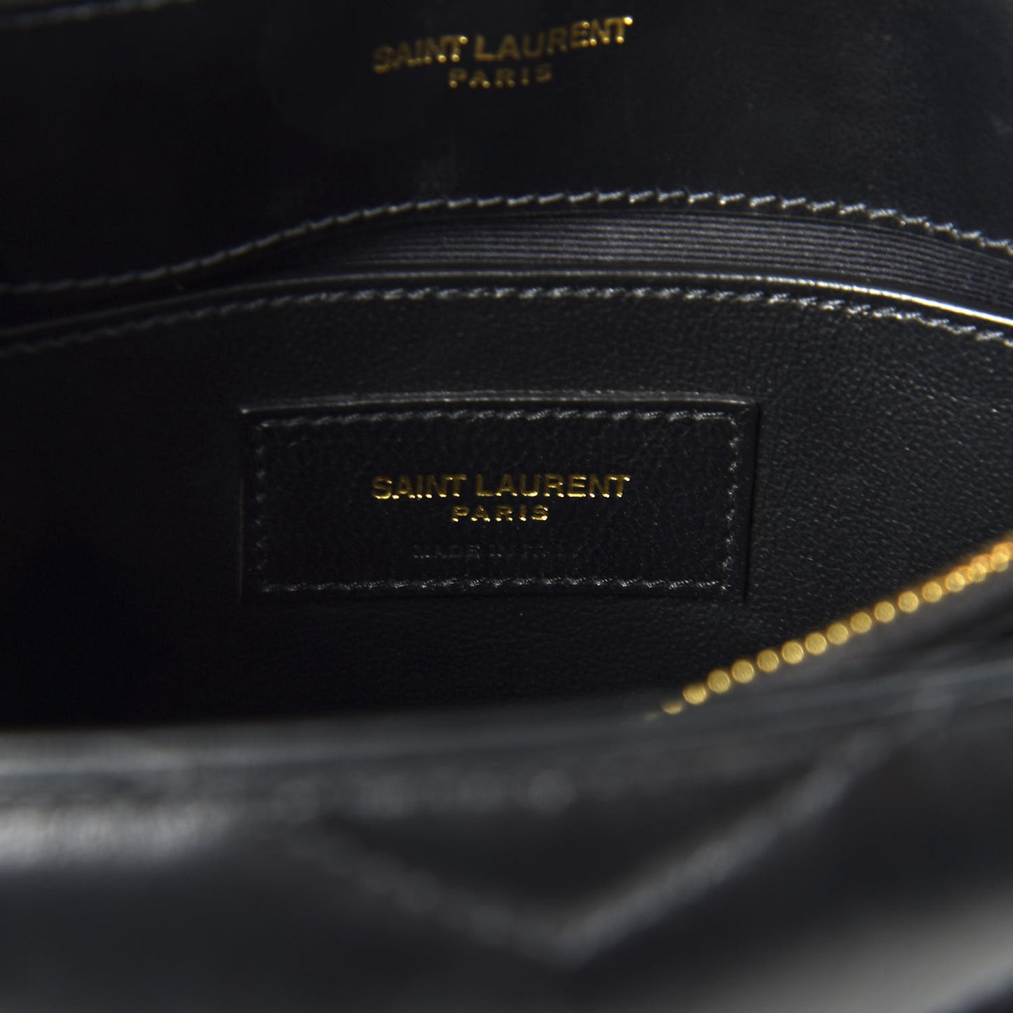 Calfskin Y Quilted Monogram Small Loulou Chain Satchel Black
