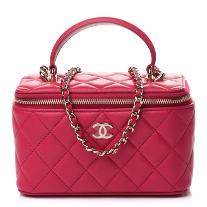 Chanel Lambskin Quilted Small Top Handle Vanity Case With Chain Dark Pink 1 of 11