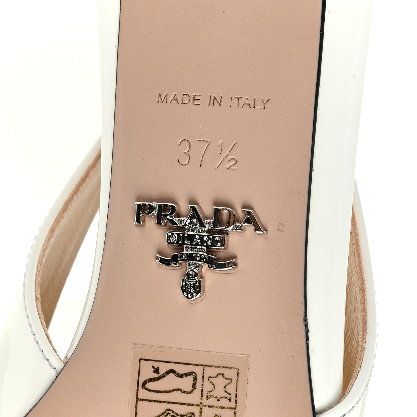 Patent Triangle Logo Pointed Toe 45mm Slingback Pumps 37.5 White