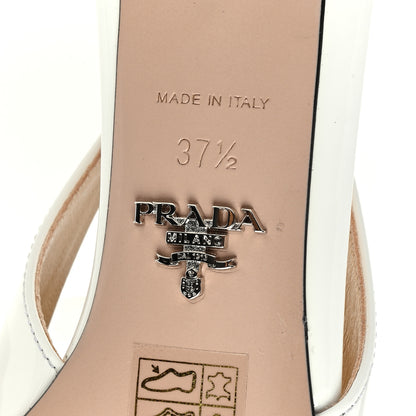 Prada Patent Triangle Logo Pointed Toe 45mm Slingback Pumps 37.5 White 6 of 8