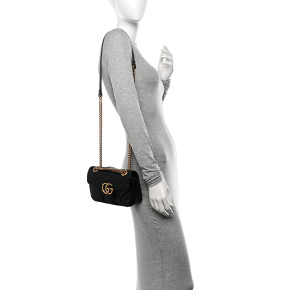 Gucci Calfskin Matelasse Mini GG Marmont Shoulder Bag Black 2 of 10