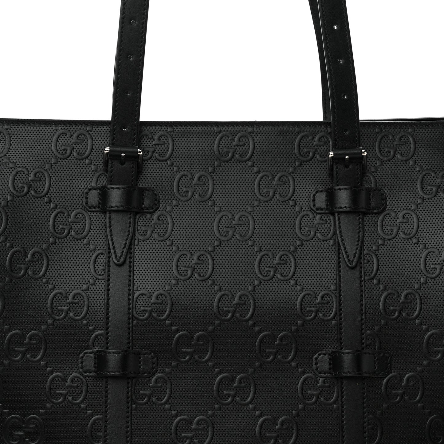 Calfskin GG Tennis Embossed Tote Bag Black