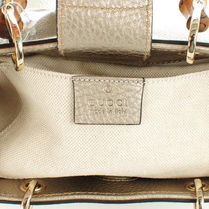 Gucci Metallic Calfskin Mini Bamboo Shopper Tote Golden Beige 6 of 7