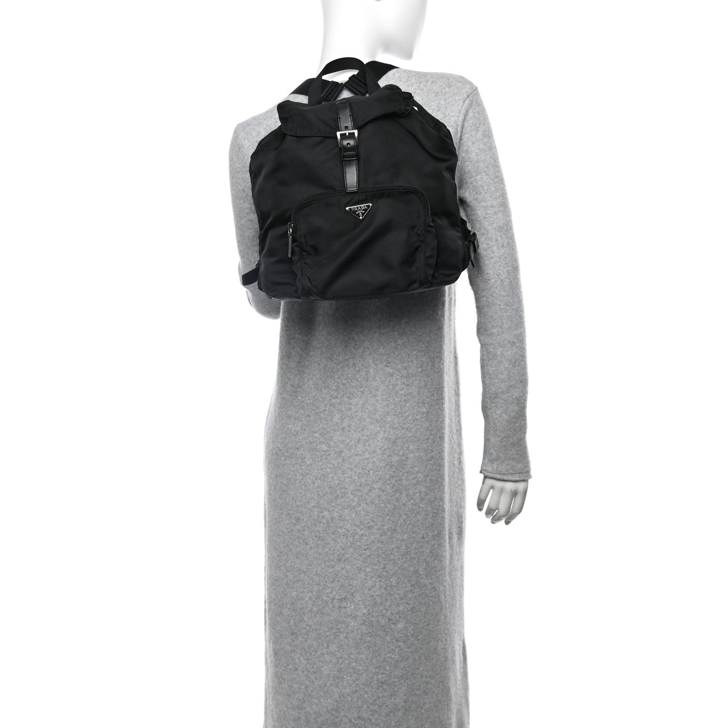 Prada Tessuto Nylon Vela Cinch Backpack Black 2 of 10