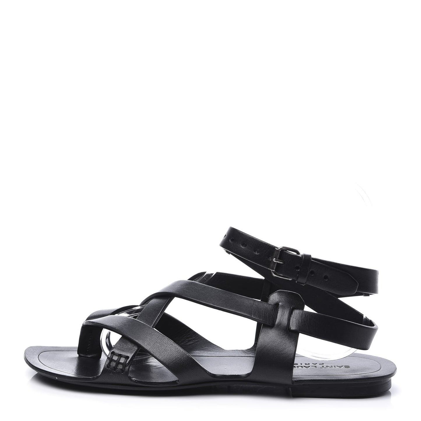 Calfskin Culver Flat Sandals 39 Black