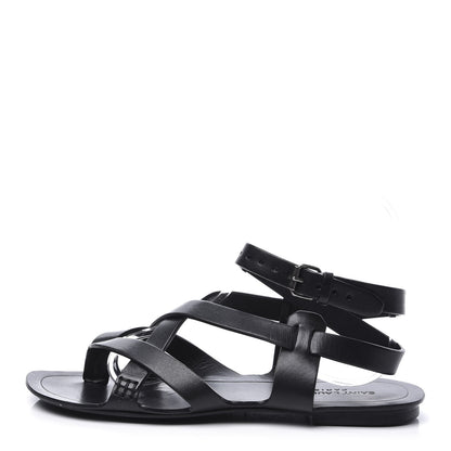 Saint Laurent Calfskin Culver Flat Sandals 39 Black 1 of 10